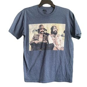 Cheech & Chong Men's Medium Up in Smoke Blue Graphic T-Shirt